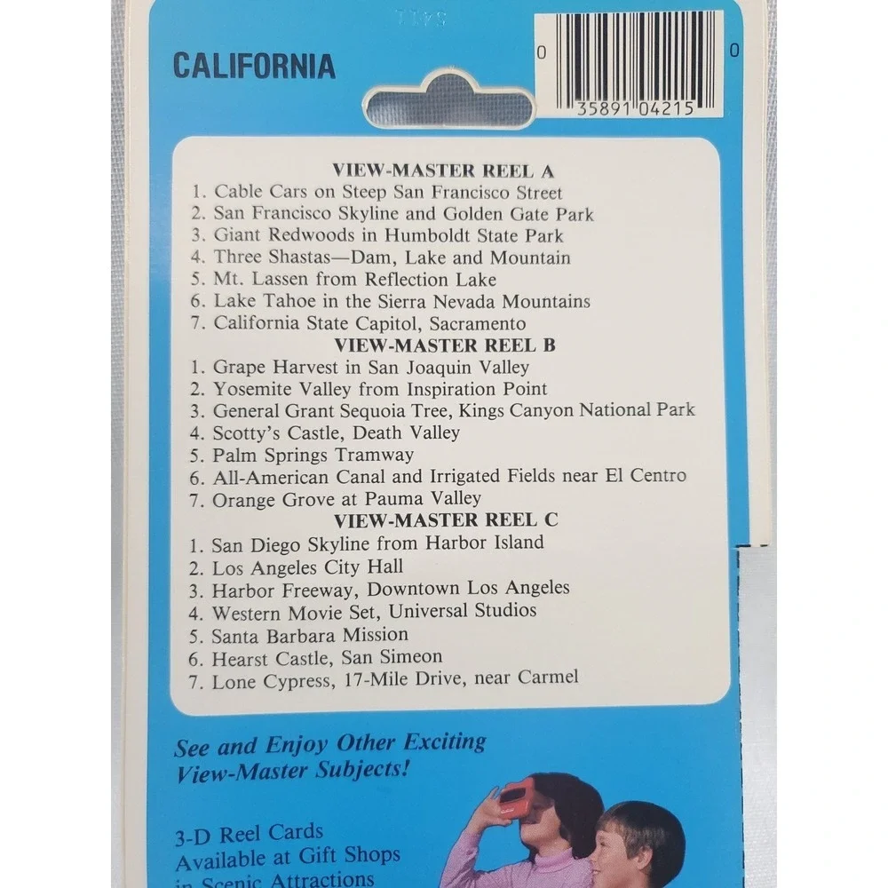 Vintage • View Master 3-D Tour-California - NOS - 3 Reels/21 Pictures